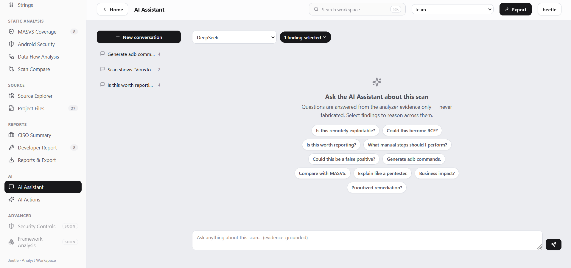 AI Assistant view